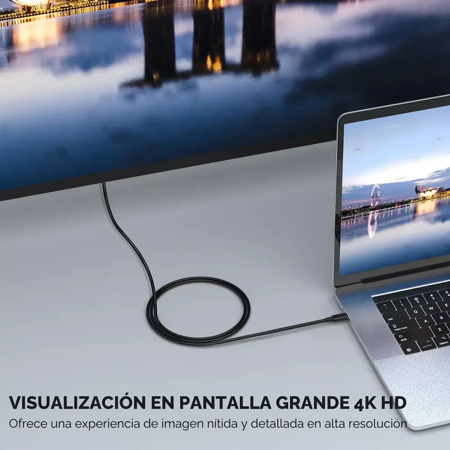 Cable USB Tipo C a DisplayPort 1.4 4K 60Hz 1.8 Mts Win/Mac 4