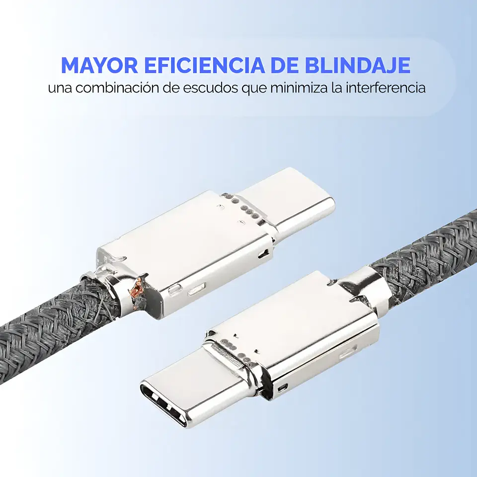 Cable Carga Rápida USB-C a USB-C, 100W, 20Gbps, 4K, 1.2Mts 5