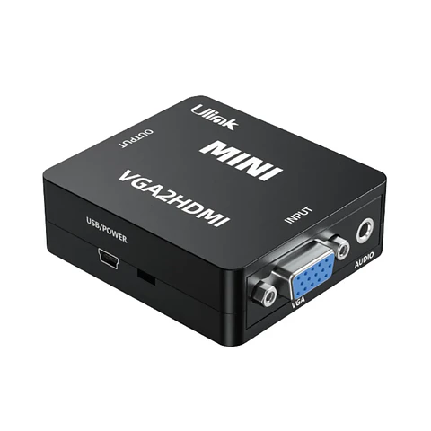 Adaptador VGA + Audio 3.5mm a HDMI HD, alimentación USB 60Hz