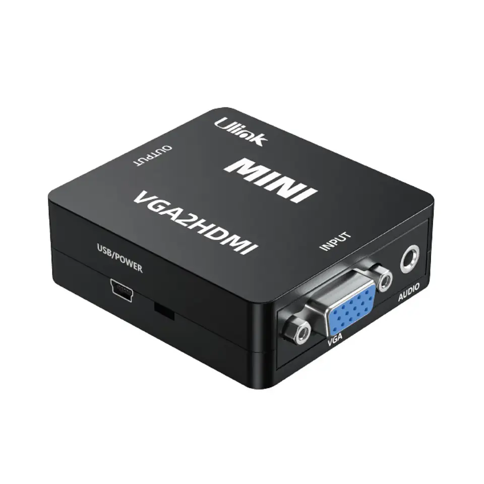 Adaptador VGA + Audio 3.5mm a HDMI HD, alimentación USB 60Hz 1