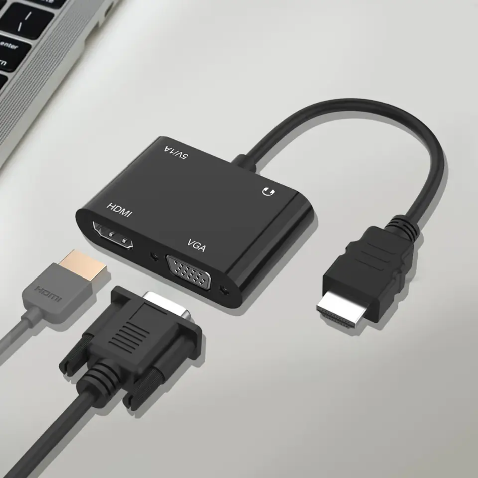 Adaptador HDMI Macho a VGA/HDMI Hembra Audio 3.5mm Full HD 2