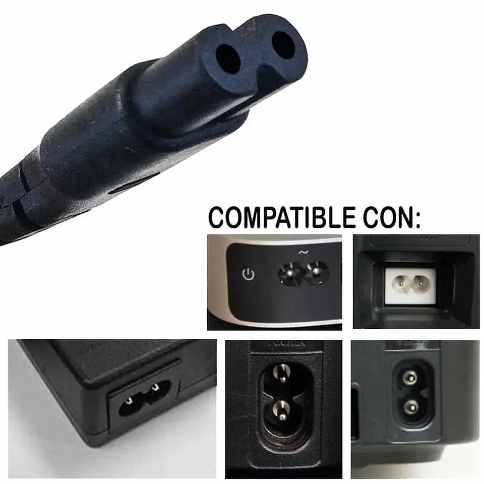 Cable de Poder Tipo 8 1.8mts Cobre C7 Enchufe Nacional 3