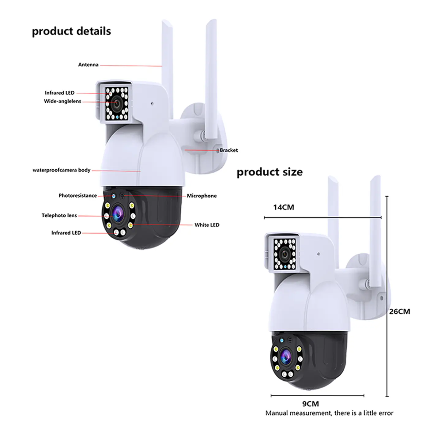 Cámara Doble Inalámbrica IP, Movimiento Infrarrojo, WiFi, Full HD 2