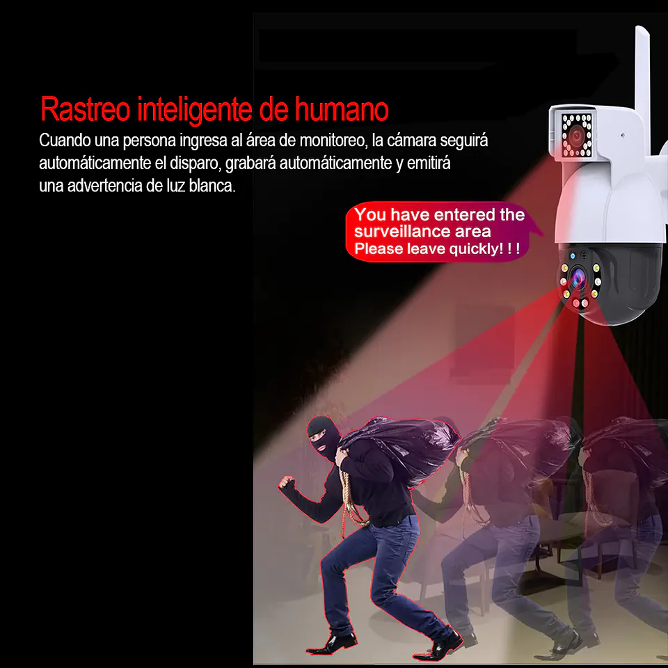 Cámara Doble Inalámbrica IP, Movimiento Infrarrojo, WiFi, Full HD 6