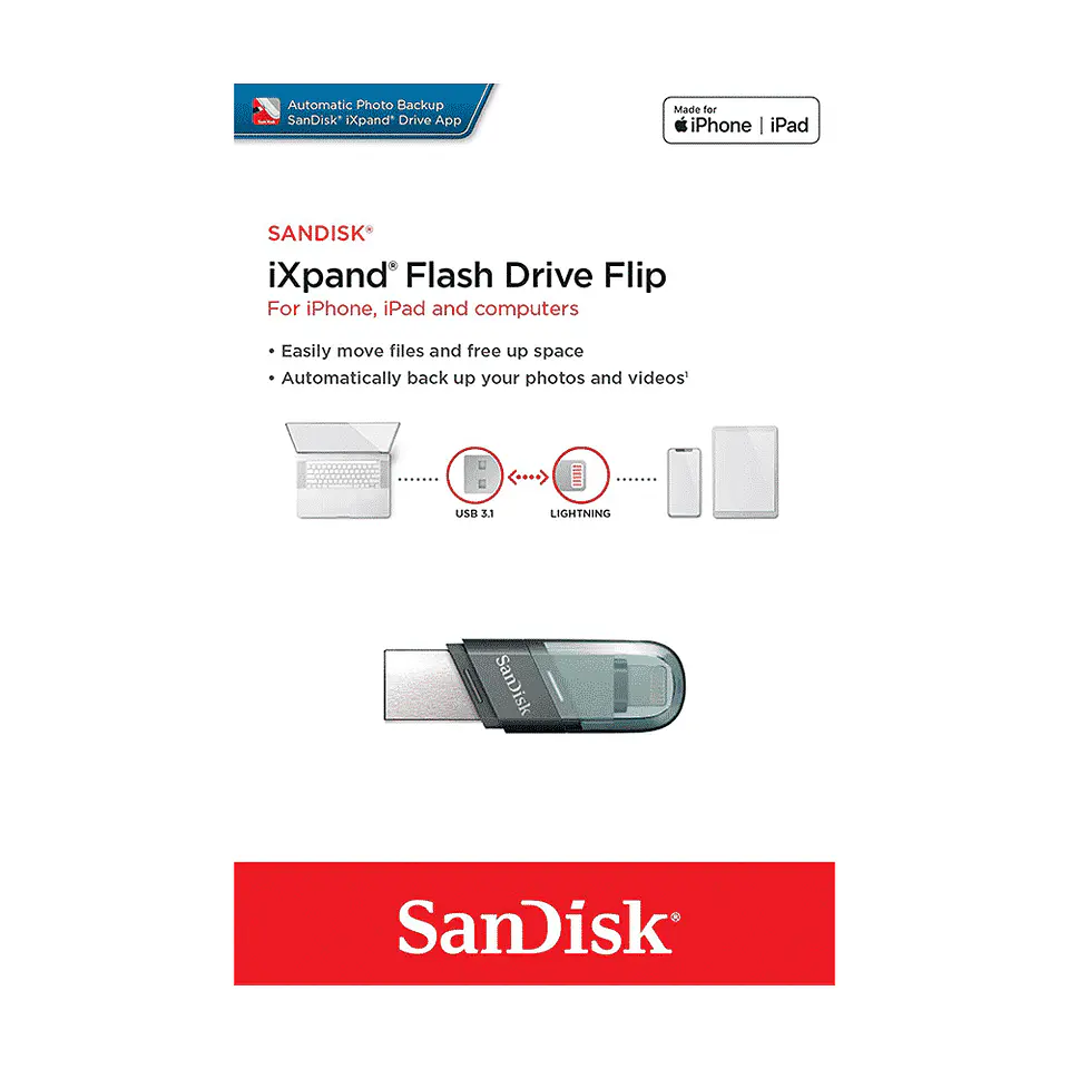 Pendrive SanDisk iXpand Para Iphone, Ipad - 128 GB 2