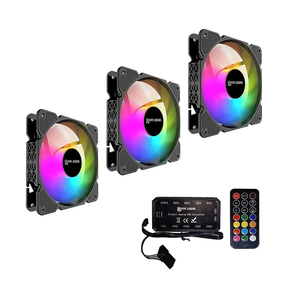 Kit 3 Cooler Fan ARGB Hype Legend M3 + Control de luces 1