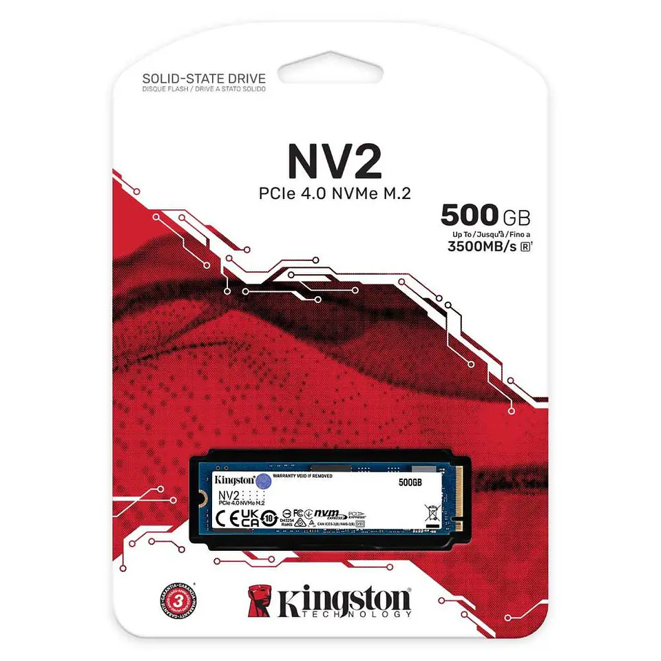 Disco de Estado Sólido Kingston NV2, 500GB NVMe, PCIe 4.0, Lectura 3500 MB/s 2