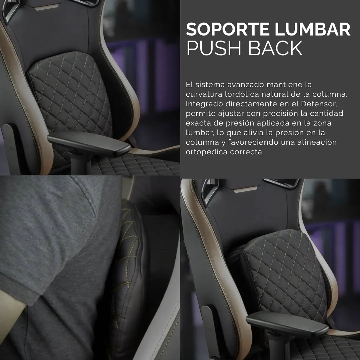 Silla Gamer Gougar Defensor Gold F, Brazos 4D 155°, Lumbar PushBack 5