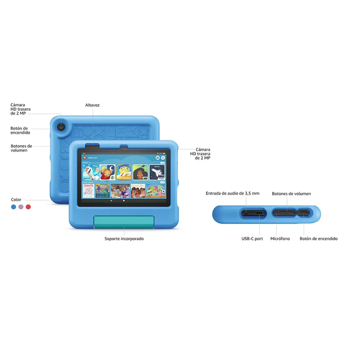 Tablet Fire 7 Kids, pantalla de 7 pulgadas, 16 GB con funda protectora azul 6