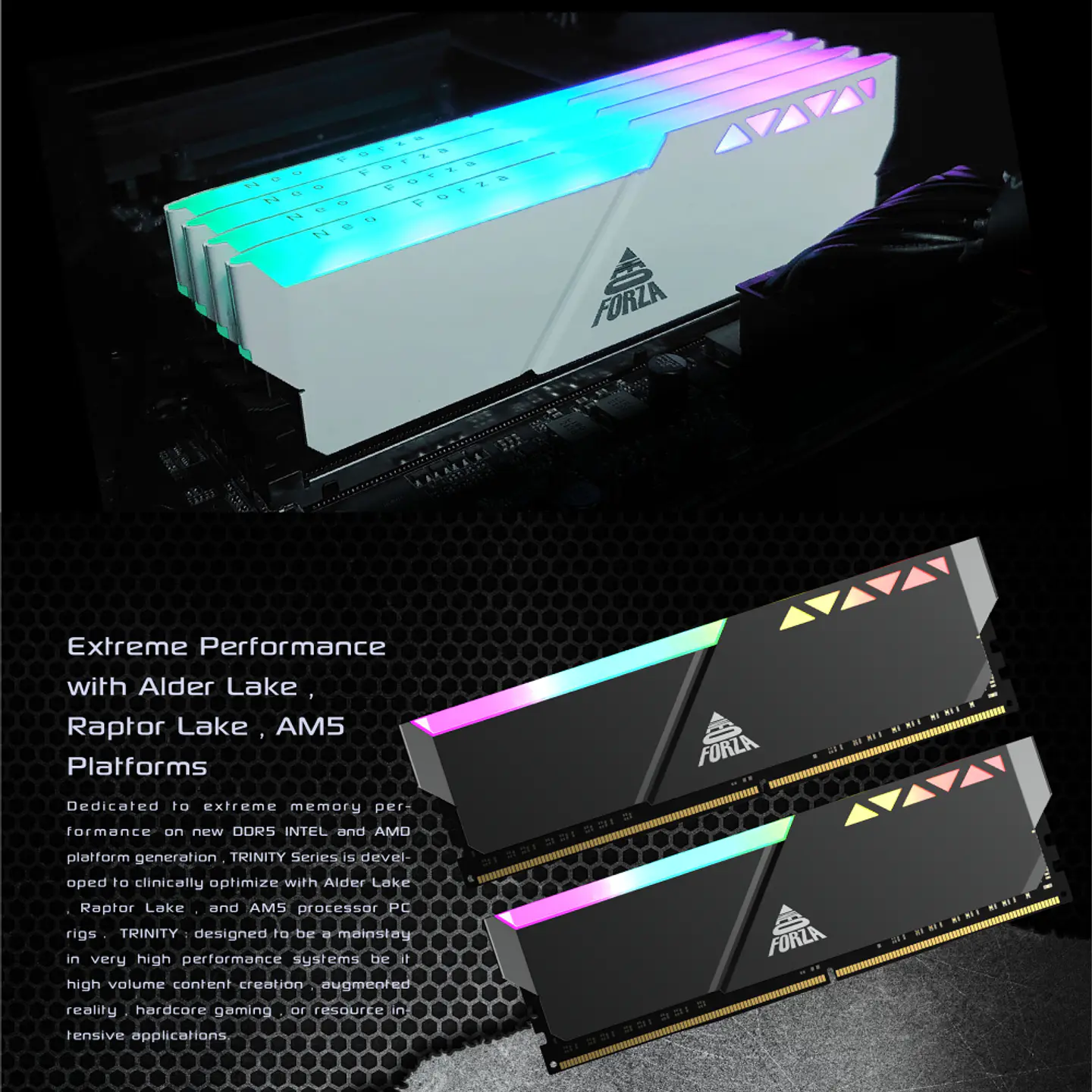 Kit Memoria Ram Neo Forza TRINITY RGB 2X16GB (32GB) DDR5 DRAM, 5200mhz 3