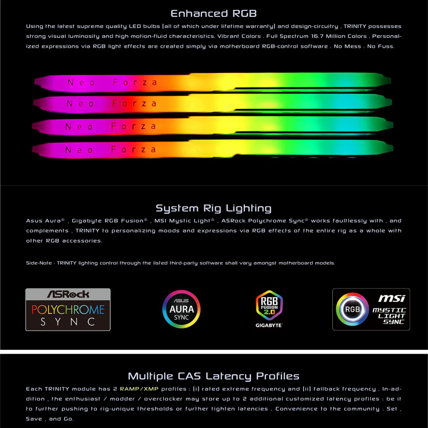 Kit Memoria Ram Neo Forza TRINITY RGB 2X16GB (32GB) DDR5 DRAM, 5200mhz 4