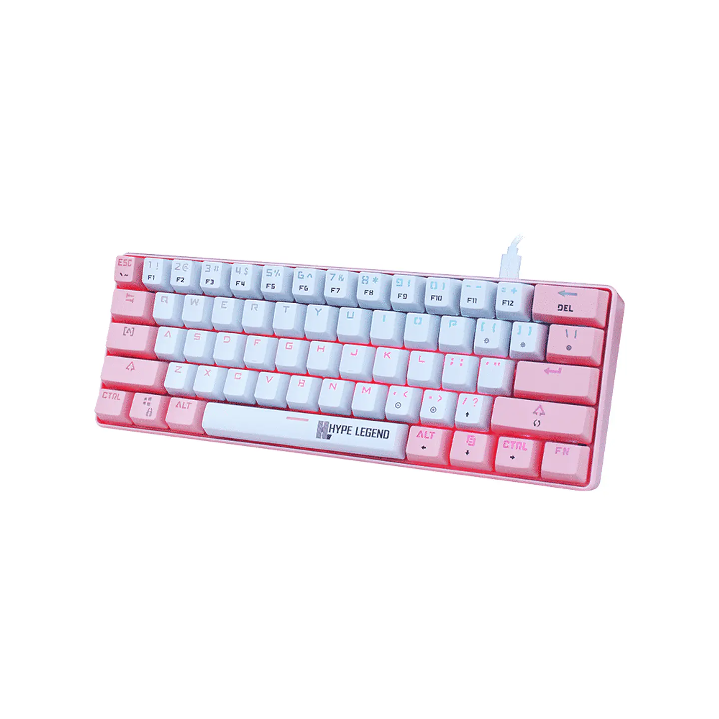 Teclado Mecánico 60%, Hype Legend  Rebel PINKU - Red Switch 2