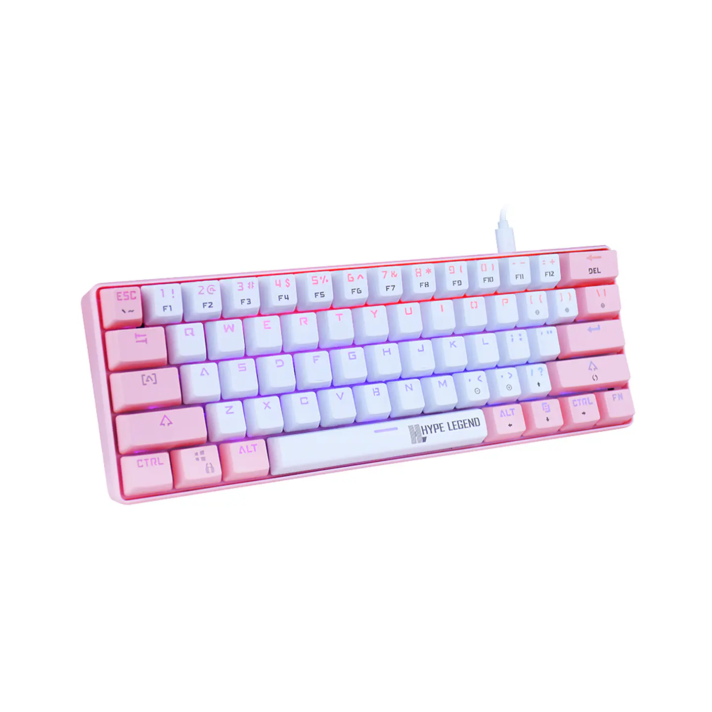 Teclado Mecánico 60%, Hype Legend  Rebel PINKU - Red Switch 3