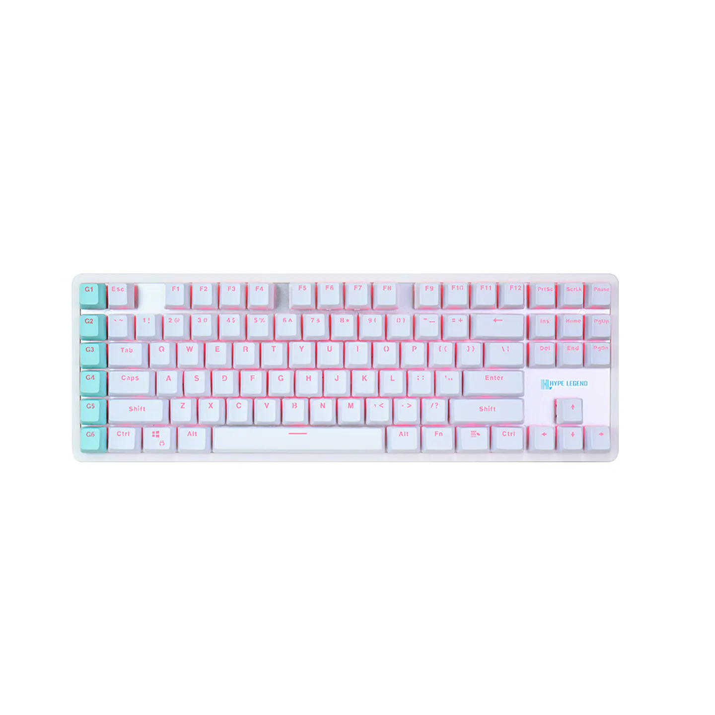 Teclado Mecánico TKL, Hype Legend White Rebel L - Brown Switch 2