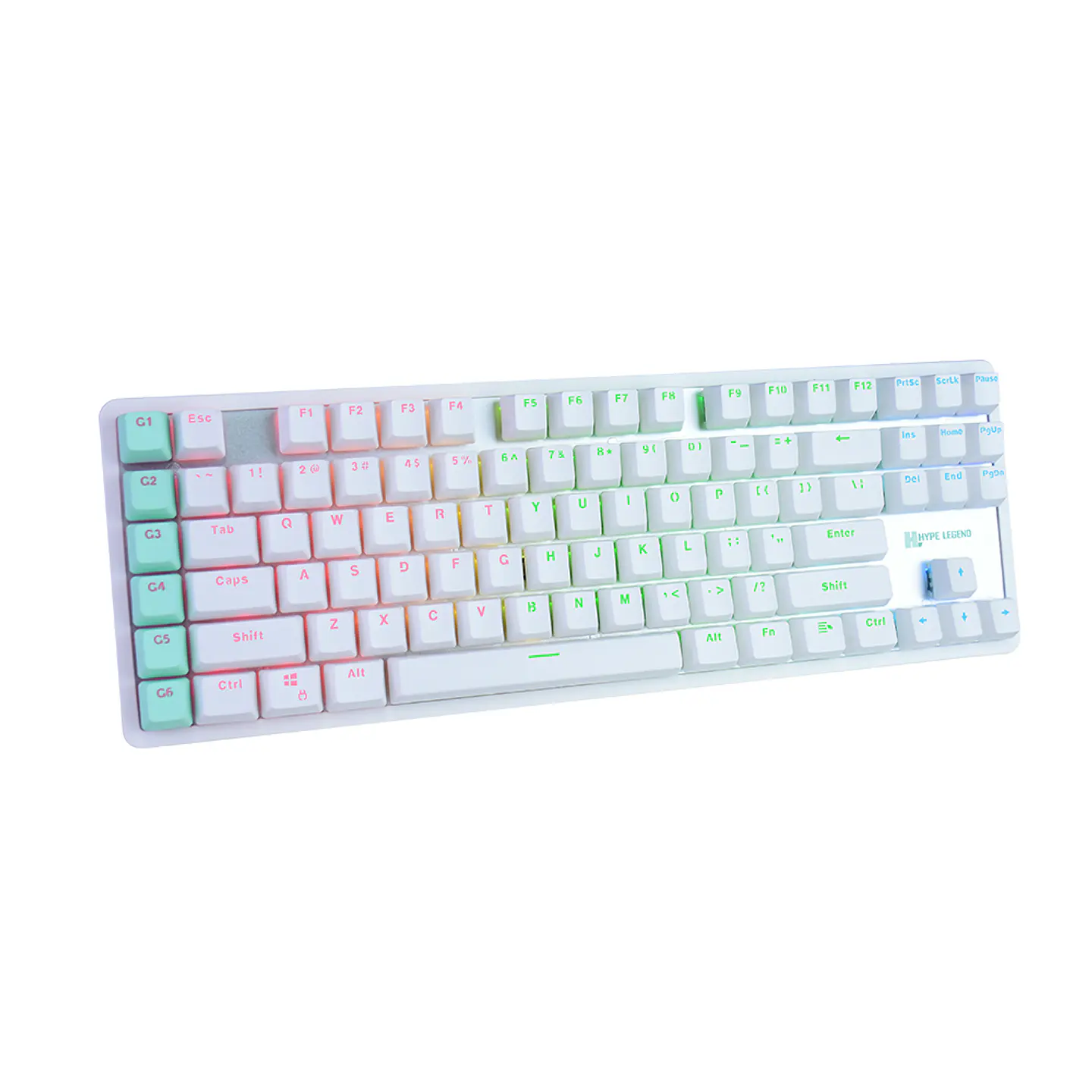 Teclado Mecánico TKL, Hype Legend White Rebel L - Brown Switch 3