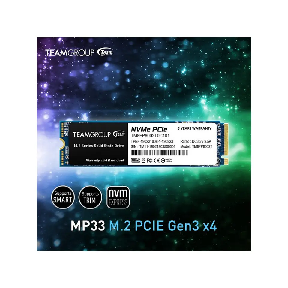 Disco Estado Sólido Team Group MP33 PRO de 256GB (NVMe, PCIe Gen3 x4) 2