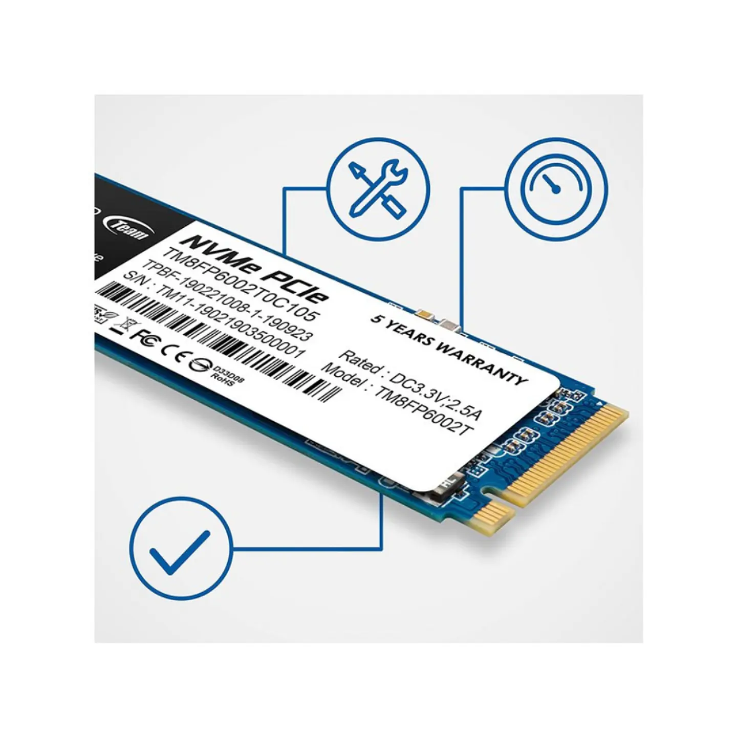 Disco Estado Sólido Team Group MP33 PRO de 256GB (NVMe, PCIe Gen3 x4) 3
