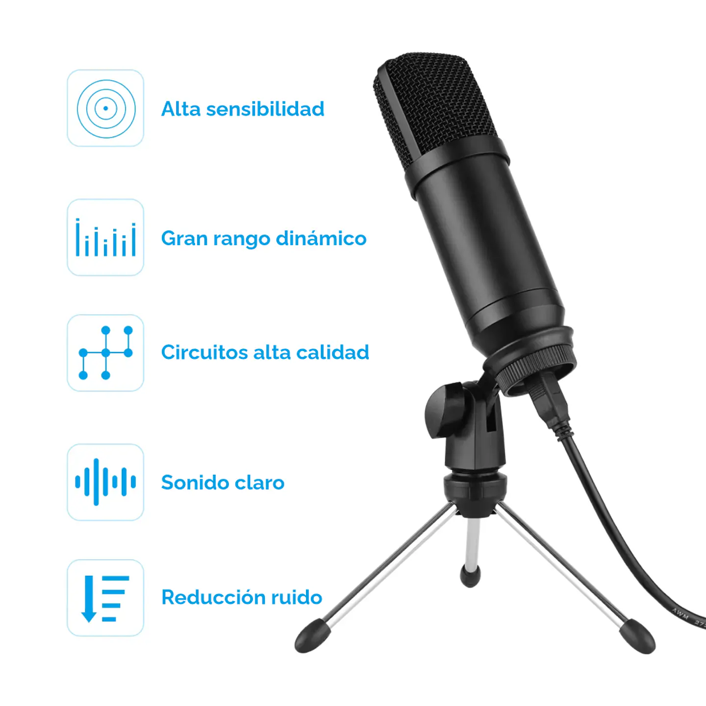 Kit Micrófono Condensador USB especial streaming para podcast y gaming 4