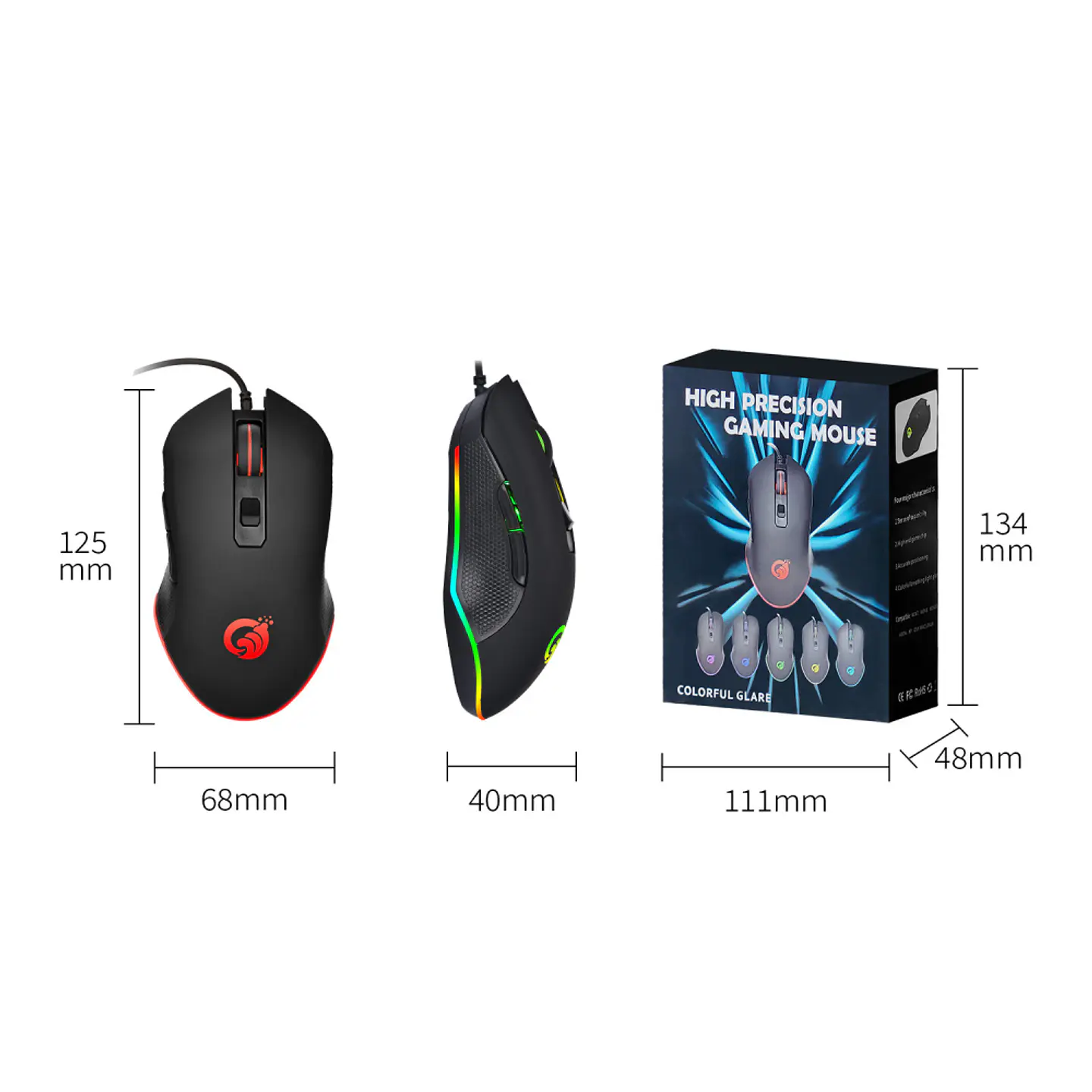 Mouse Gamer Wind G70, 6 Botones, 3.600dpi, 7 colores RGB 5