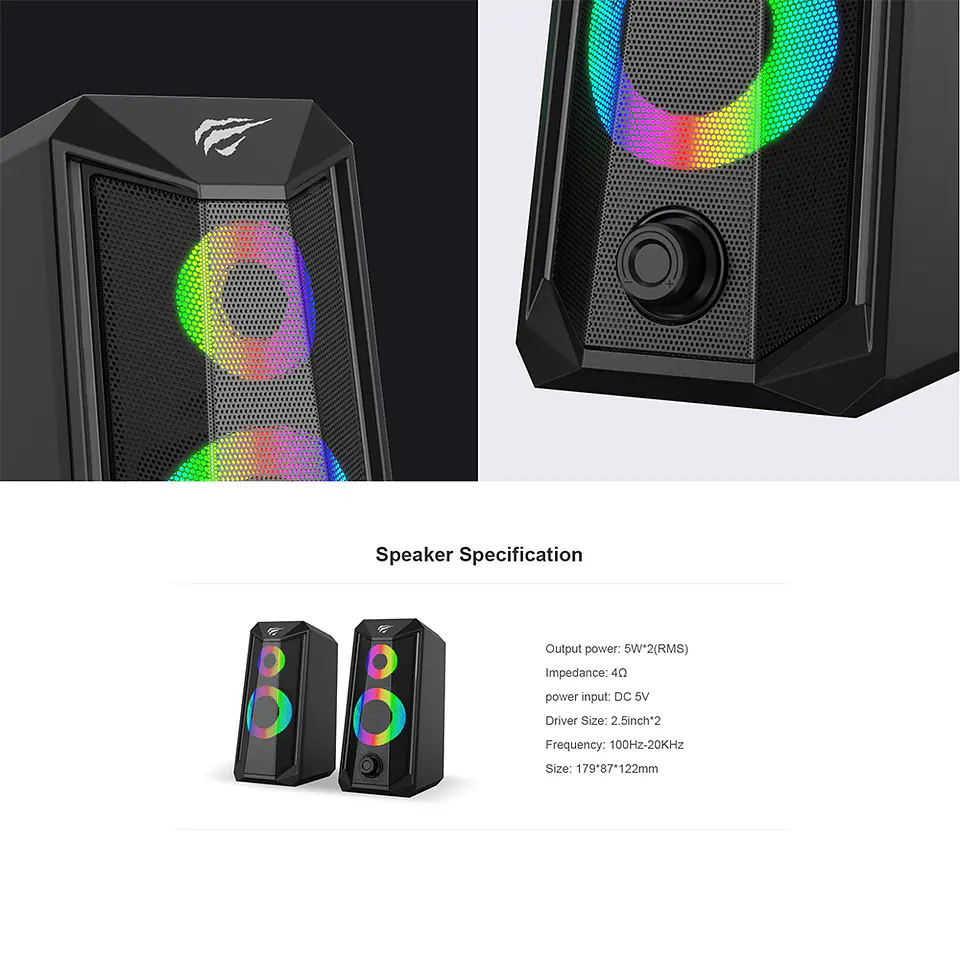 Parlantes Stereo Gamer Gamenote SK202 RGB Jack 3.5mm 4