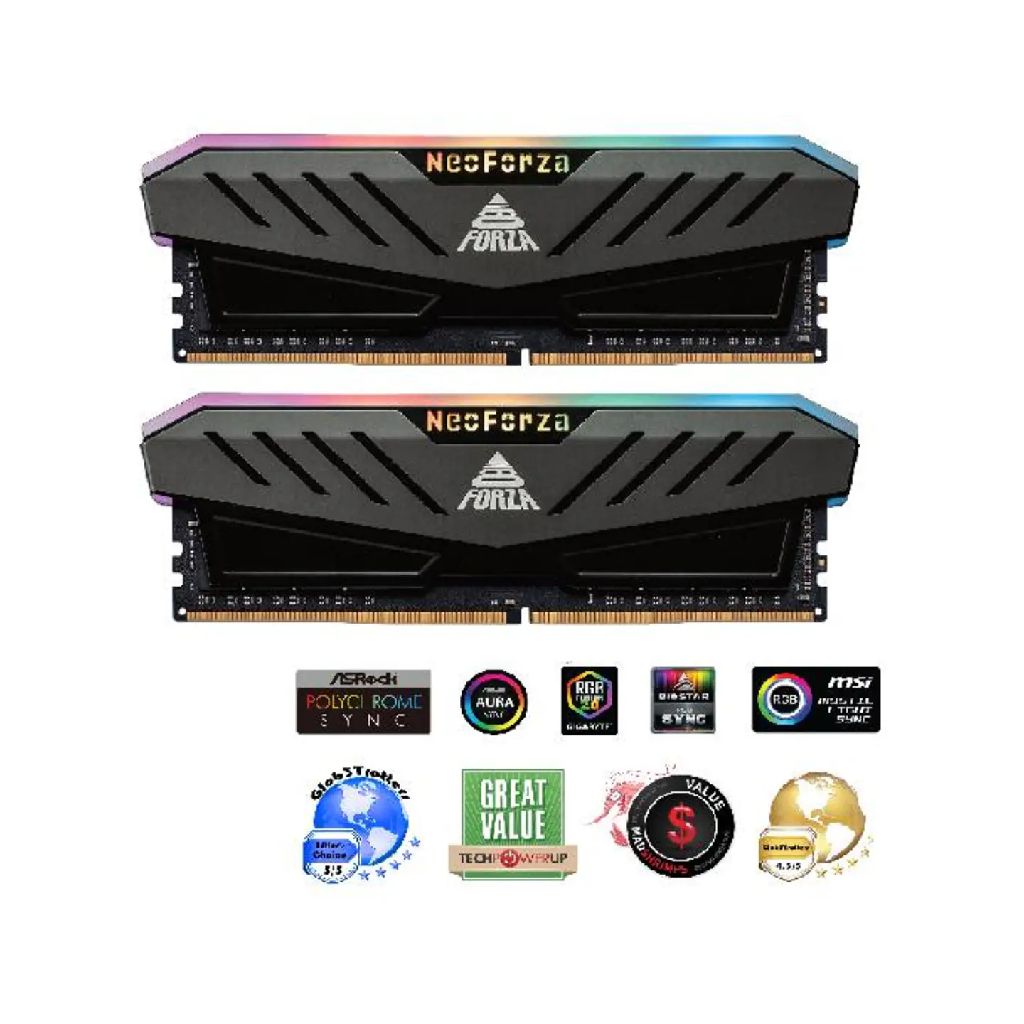 Kit Memoria Ram Neo Forza MARS RGB 2X16GB (32GB) DDR4 DRAM, 3200mhz 2