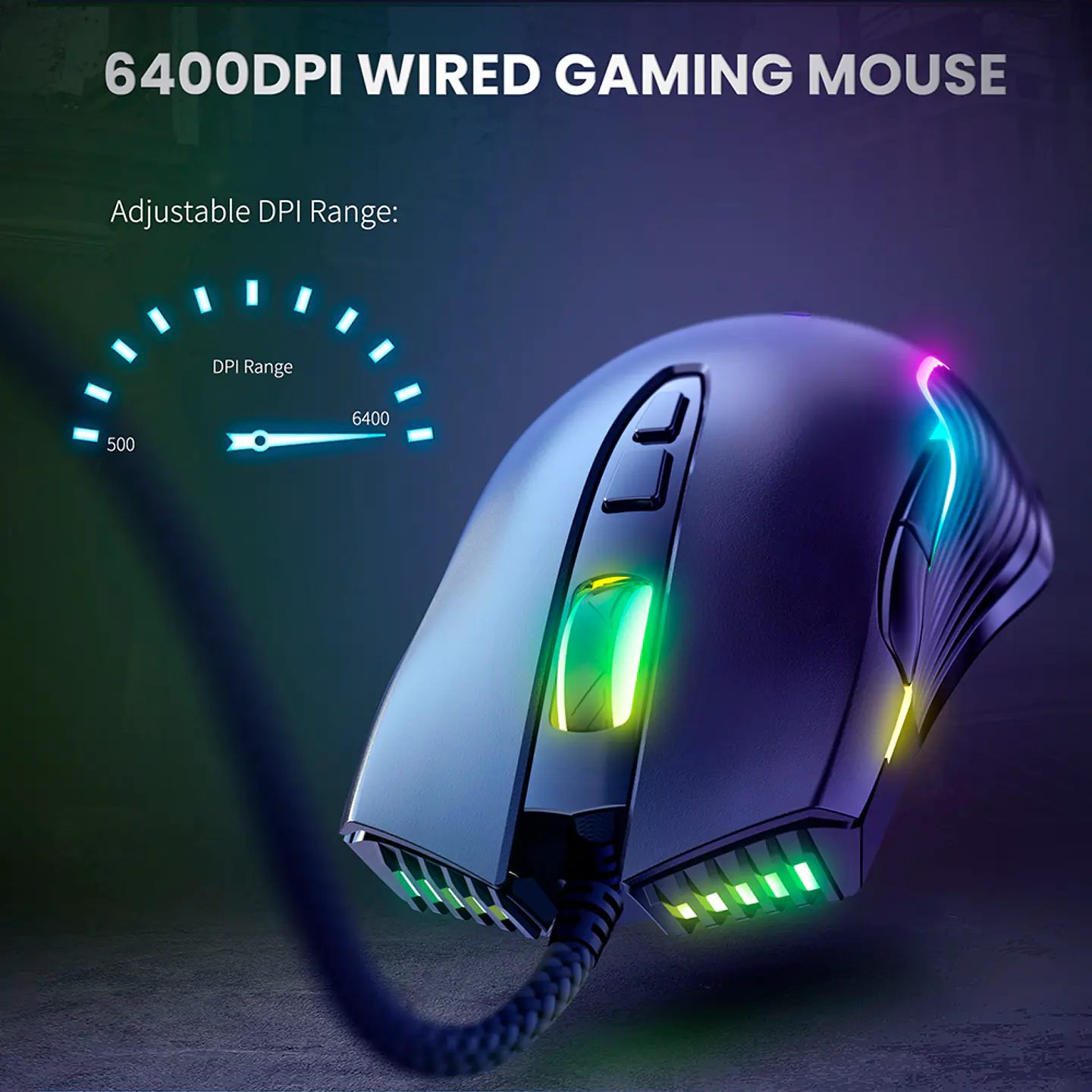 Mouse Gamer Fancy Tech G901, 7 Botones, 6.400 dpi, RGB 4
