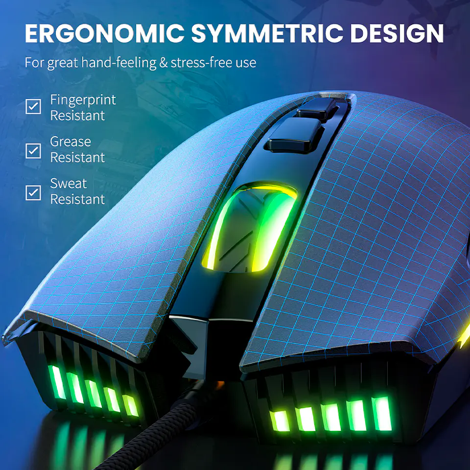 Mouse Gamer Fancy Tech G901, 7 Botones, 6.400 dpi, RGB 5