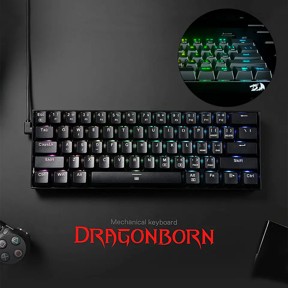 Teclado Mecánico 60% Redragon Dragonborn - Switch Blue RGB 2