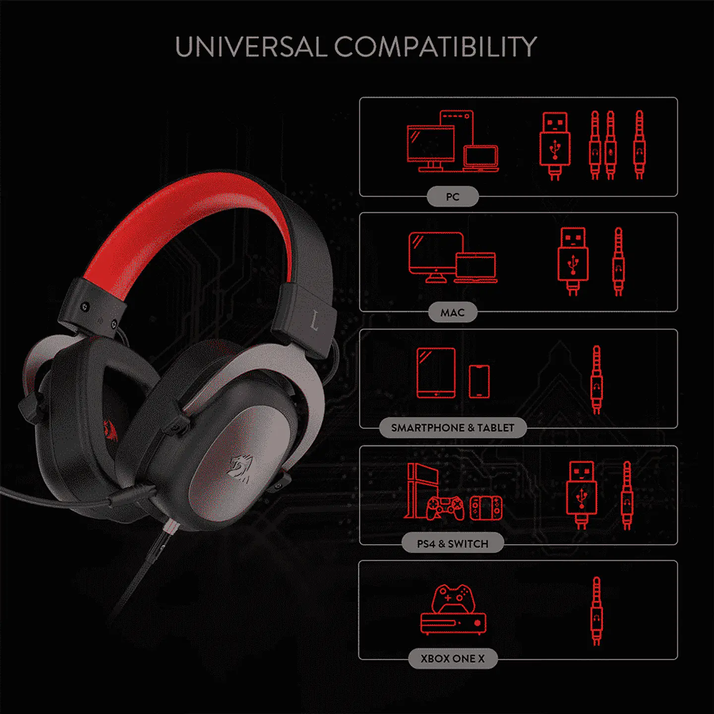 Audifonos Gamer Redragon Zeus 2, H510 (Driver 53mm, Multiplaforma) 6