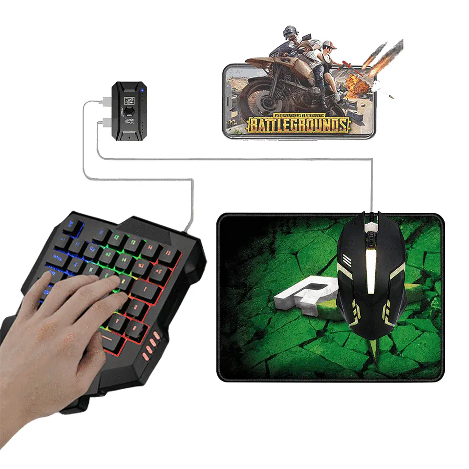 Pack Gamer para Celular/Tablet - 4 en 1 (Teclado + Mouse + Mousepad + Convertidor) 1