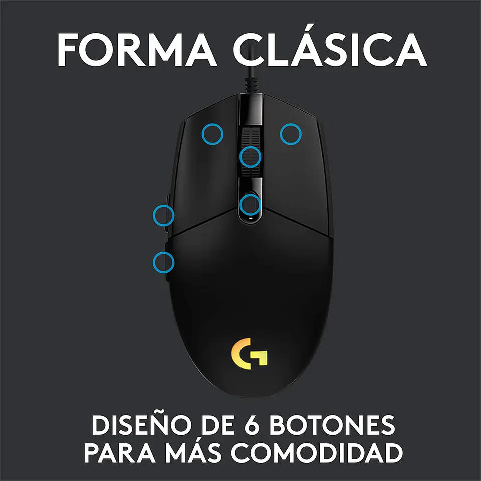 Mouse Logitech G203 RGB Lightsync, 6 botones, 8000DPI, Negro 4