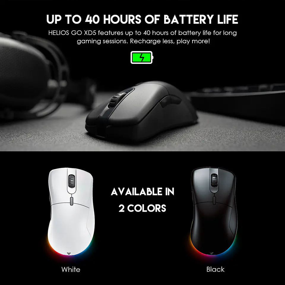 Mouse Inalámbrico Wireless Fantech Helios XD5 RGB 72gr Black 4
