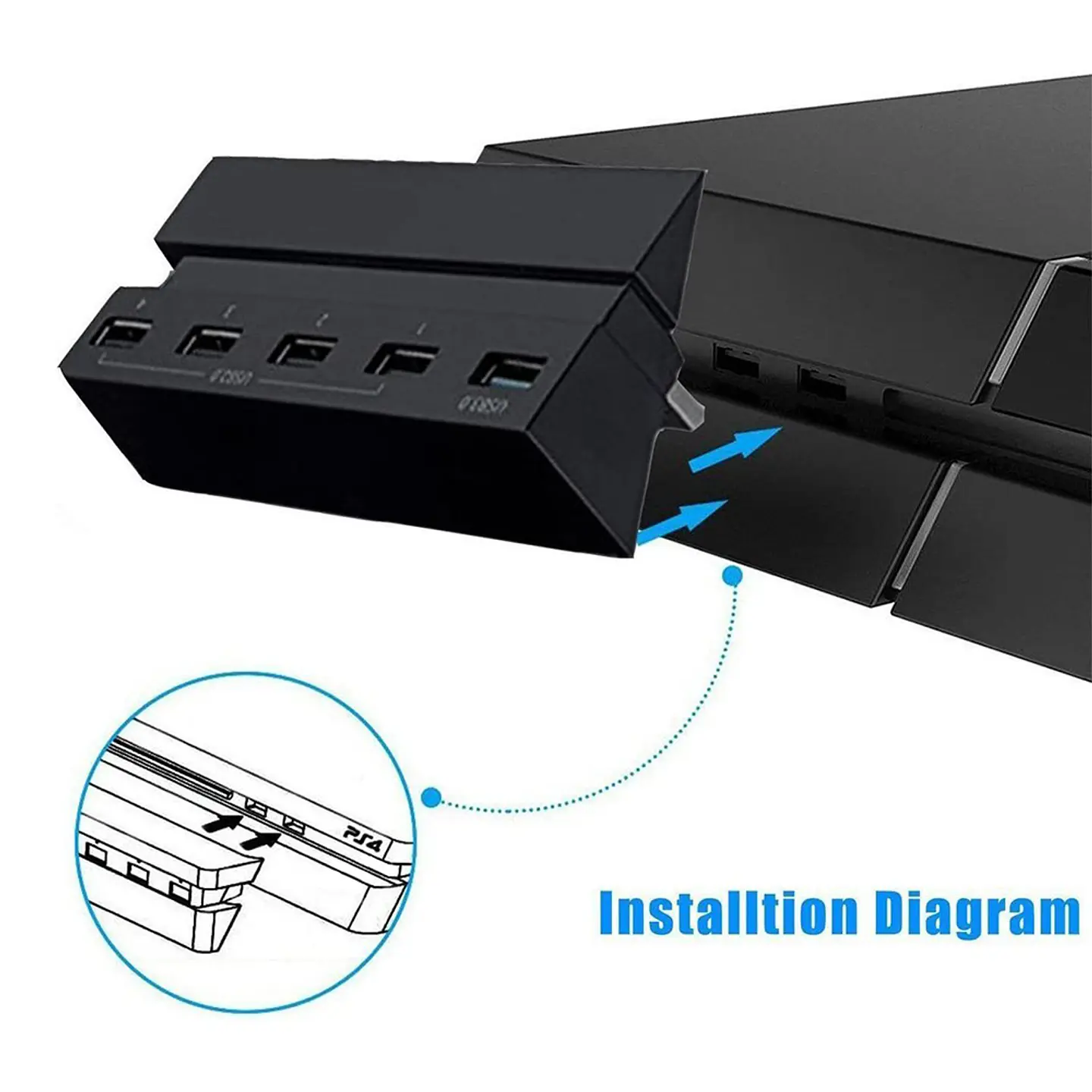 Adaptador HUB Dobe 5 Puertos USB para PS4, 4x USB 2.0 - 1x USB 3.0 2