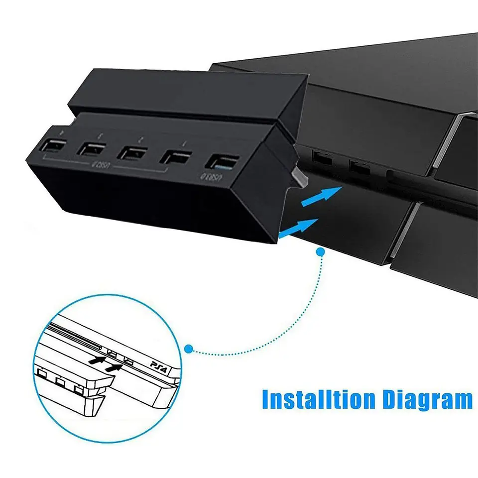 Adaptador HUB Dobe 5 Puertos USB para PS4, 4x USB 2.0 - 1x USB 3.0 2