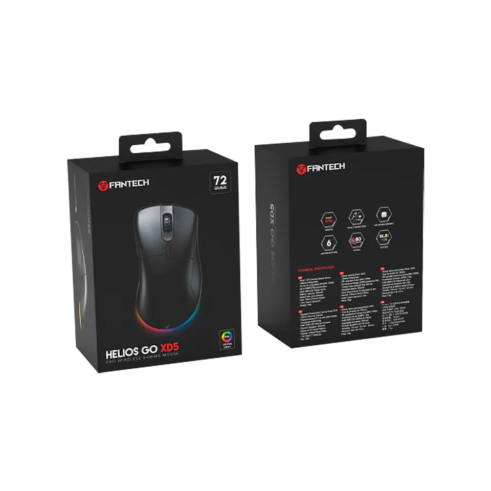 Mouse Inalámbrico Wireless Fantech Helios XD5 RGB 72gr Black 9