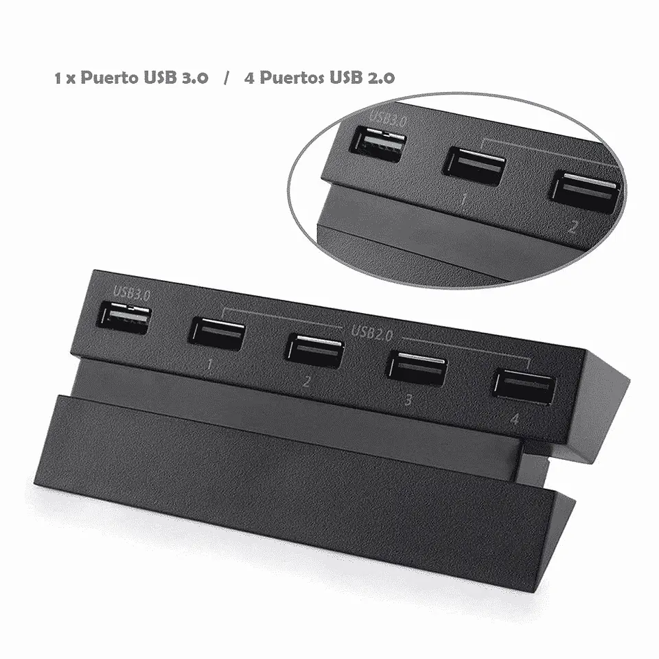 Adaptador HUB Dobe 5 Puertos USB para PS4, 4x USB 2.0 - 1x USB 3.0 3