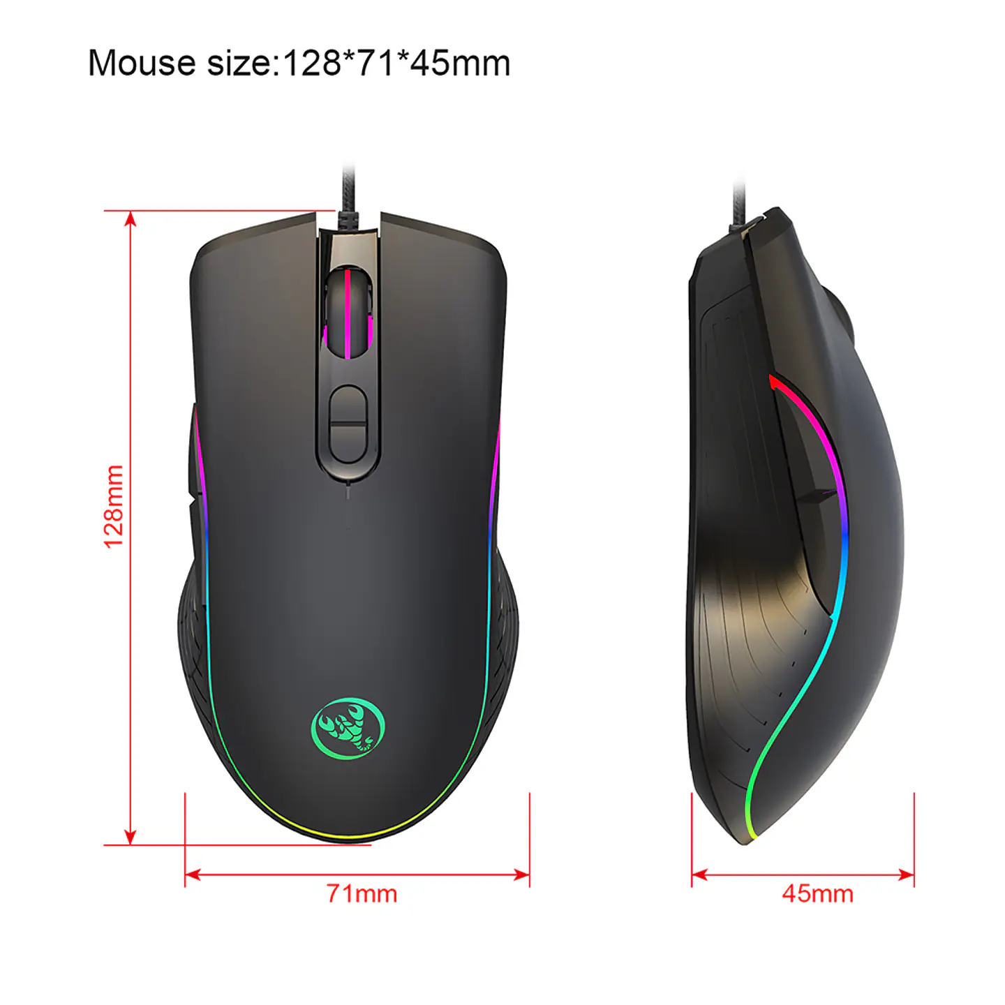 Mouse Gamer Fancy Tech A867, 7 Botones, 6.400 dpi, full RGB 8