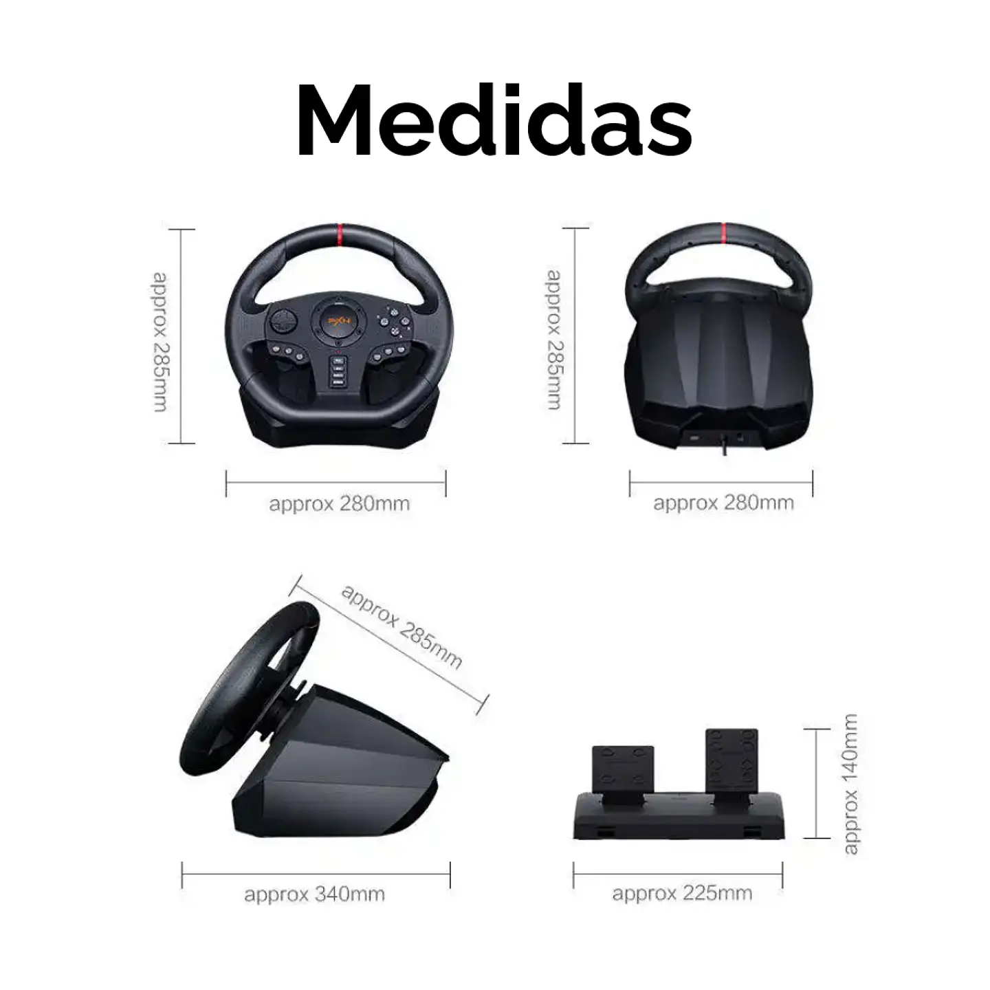 Volante para Juegos Racing Universal PXN V900 con Pedales, compatible con PC/PS/ 6