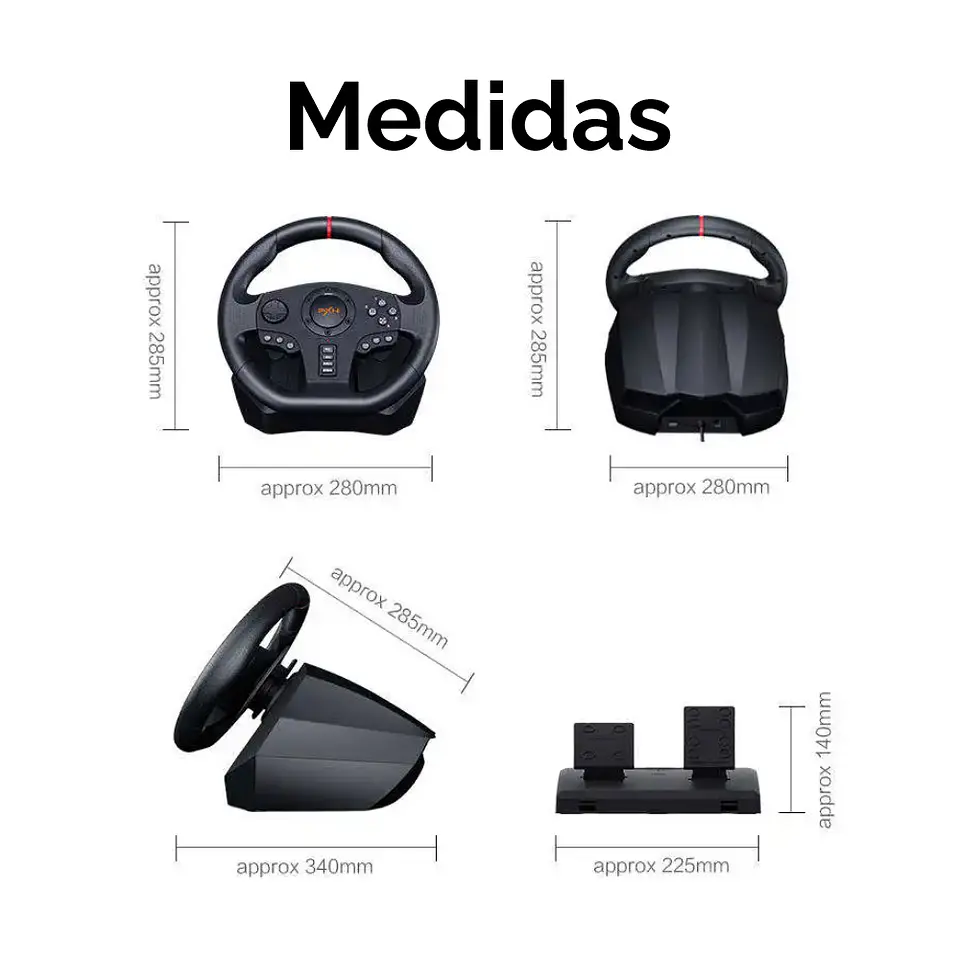 Volante para Juegos Racing Universal PXN V900 con Pedales, compatible con PC/PS/ 6