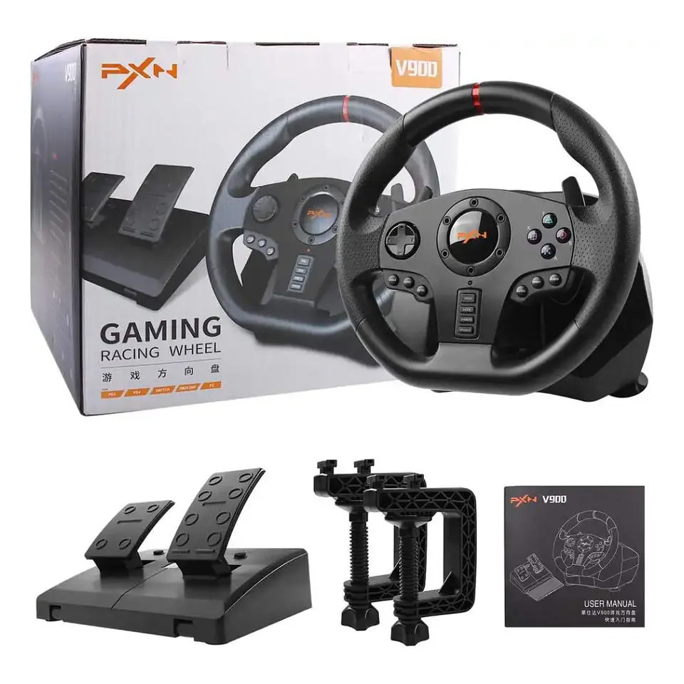 Volante para Juegos Racing Universal PXN V900 con Pedales, compatible con PC/PS/ 7
