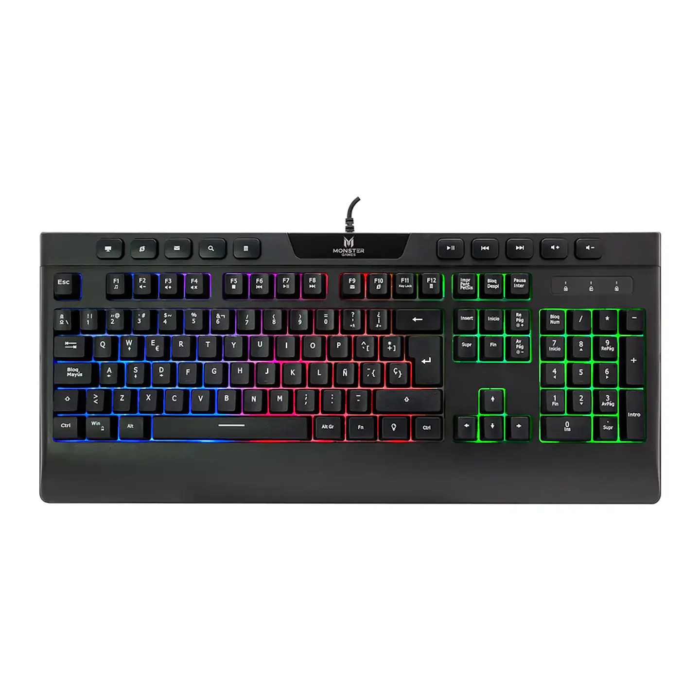 Teclado Gamer Monster Games Inception con apoya muñeca y Retroiluminación RGB 1