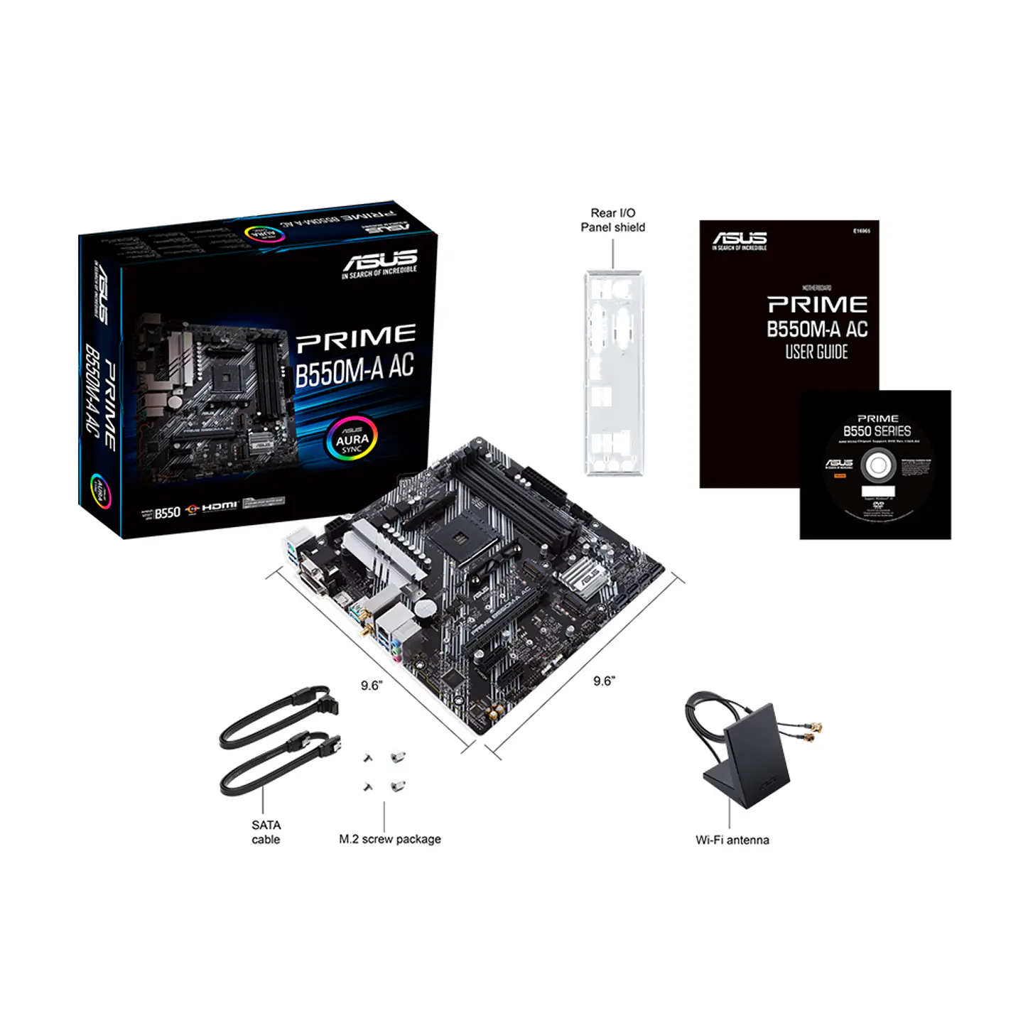 Placa Madre Asus Prime B550M-A AC, Socket AM4, DDR4 2133/4600MHz, Ryzen 9