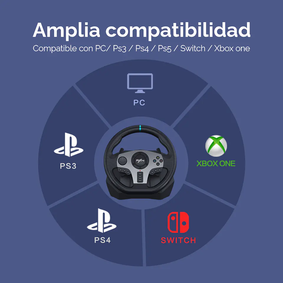 Volante para juegos Pxn V9 con pedales y palanca de cambio compatible PC/PS/Xbox 12