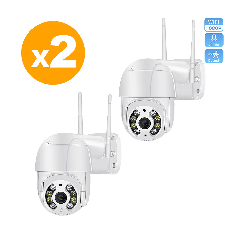 Pack X2 Camara Ip Wifi Exterior 1080p Inalambrica Hd 1