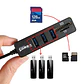 Hub 3 Puertos Multi Usb Adaptador Con Lector De Tarjeta SD - Miniatura 1