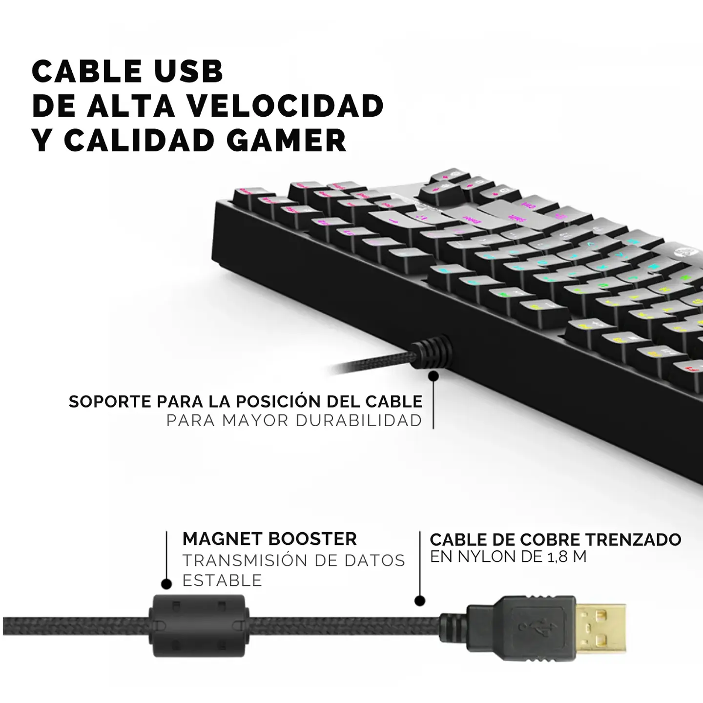 Teclado Gamer Mecánico Fantech Optilite MK872 Black Óptico RGB 3