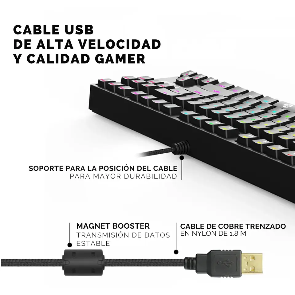 Teclado Gamer Mecánico Fantech Optilite MK872 Black Óptico RGB 3