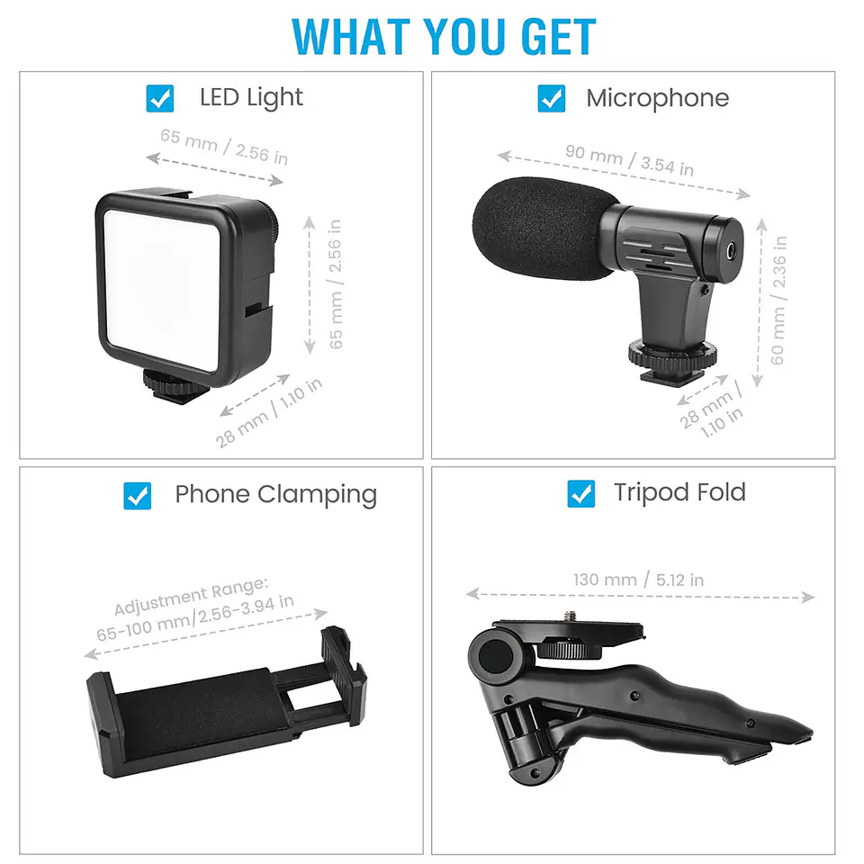 Kit De Grabacion Estabilizador Luz Led Y Micrófono 6