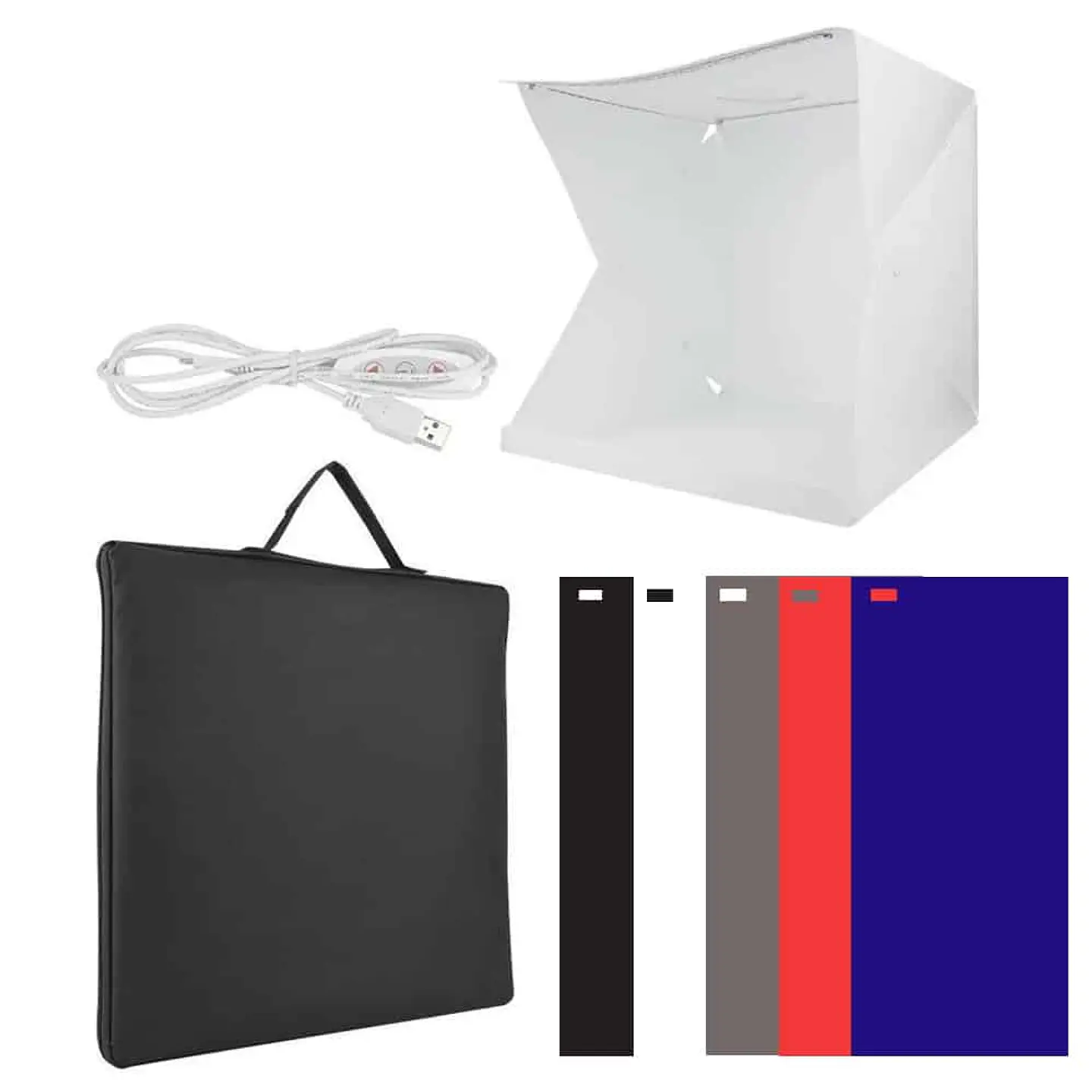 Estudio Fotográfico Set Profesional Portátil 40 x 40cm Luz Led, entrada USB - 5 7