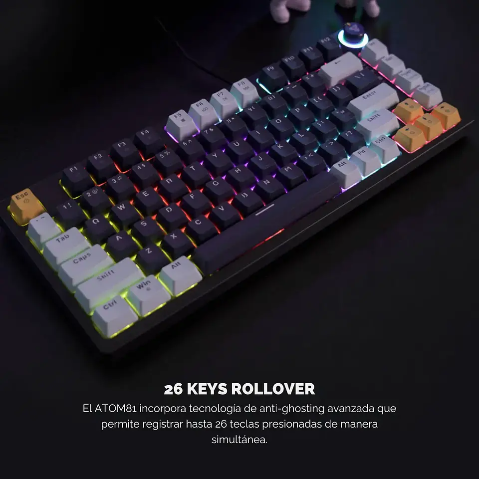 Teclado Gamer Mecánico Fantech MK875V2 ATOM81 SkyBlue Switch Red 4
